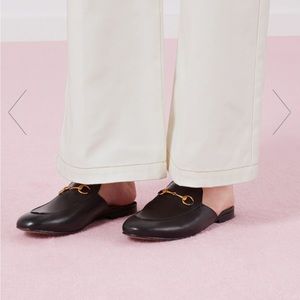 GUCCI Princetown Mules 37.5 Horsebit Black Gold